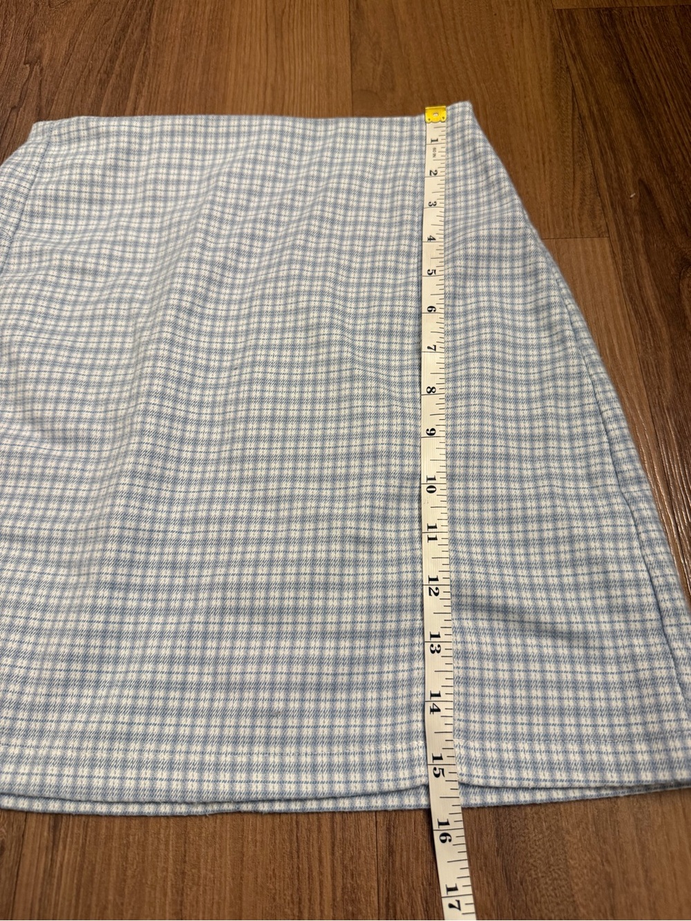 Light Blue and White Plaid Women's Mini Skirt - Picture 6 of 6